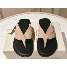 BRUNELLO CUCINELLI Suede thong sandals Beige 2025