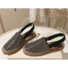 BRUNELLO CUCINELLI Slingback calfskin and raffia espadrilles Grey 2025
