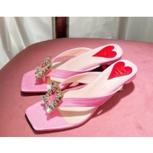 Roger Vivier mules in satin with crystal buckle pink 2025