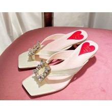 Roger Vivier mules in satin with crystal buckle white 2025