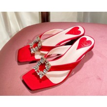 Roger Vivier mules in satin with crystal buckle red 2025