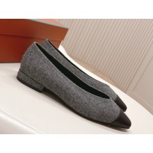 Loro Piana Cap Toe Ballet Flat Linen, Cashmere, Virgin Wool  Navy Blue 2025