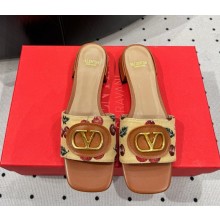Valentino Garavani VLogo Cherryfic Sandals in Raffia Jacquard NATURAL/RED heel 2.5cm / 6cm 2025