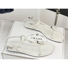 Prada thong-strap flat sandals white leather 2025