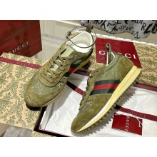 Gucci Women's Gucci Re-Motion sneaker 832918 Dark green GG nylon Suede trim 2025