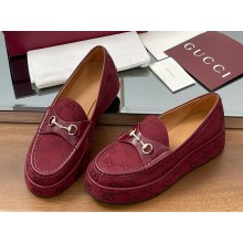 Gucci Women's Horsebit wedge loafer 794316 Gucci Rosso Ancora red leather 2025