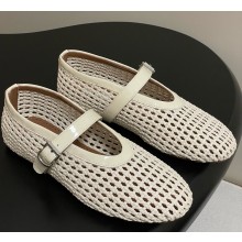 Alaïa Fishnet ballerina shoes open knit beige 2025