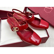 Valentino Garavani VLogo Locker Slingback Pumps 60 red patent leather 2025