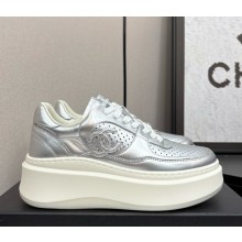 Chanel Sneakers platform Calfskin silver 2025