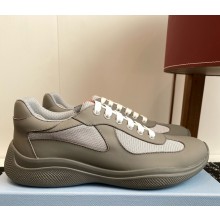 Prada women/men America's Cup Soft rubber and bike fabric sneakers 4E6500 Steel Gray 2025