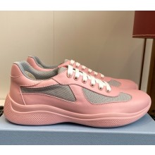 Prada women/men America's Cup Soft rubber and bike fabric sneakers 4E6500 pink 2025