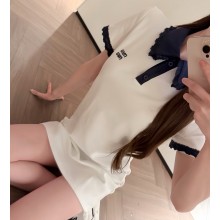 MIU MIU COLOR-BLOCK DRESS white / dark blue 2025