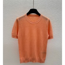 FENDI knitted Hollowed-out T-shirt orange 2025