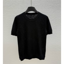 FENDI knitted Hollowed-out T-shirt black 2025