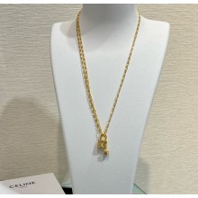 Celine Triomphe Lock Necklace in Brass with Gold Finish GOLD 2025