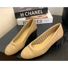 Chanel Ballet flats Raffia beige G46352 heel 5cm 2025