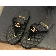 Chanel slide Sandal suede with cc black 2025
