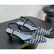 Fendi FFold black and blue leather low-heeled slingbacks black 2025