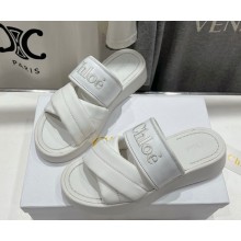 Chloé mila sandals padded taffeta and grained leather white 2025