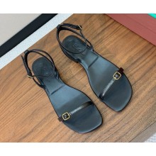 Loro Piana flat sandals goatskin in black 2025