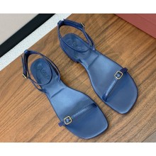Loro Piana flat sandals goatskin in dark blue 2025