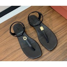 Loro Piana flip-flop sandals goatskin in black 2025