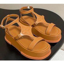 Louis Vuitton Maya platform sandal Cognac Brown calf leather 2025