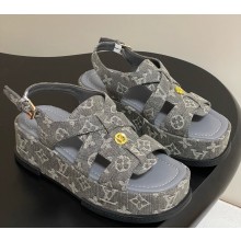 Louis Vuitton Maya platform sandal 1ACYKK grey denim 2025