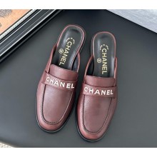 Chanel mules calfskin leather brown 050606 2025