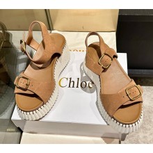 Chloe Nama wedge sandal cowhide Dune Brown 2025 