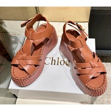 Chloe Nama wedge sandal smooth cowhide Ginger Brown  2025 
