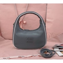 MIU MIU Wander leather bag 5bc125 Marble Gray / White 2025