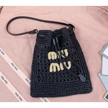 MIU MIU Woven fabric mini-bag 5ND016 black /beige 2025
