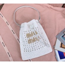 MIU MIU Woven fabric mini-bag 5ND016 white /beige 2025