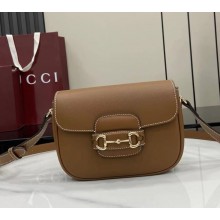 Gucci Horsebit 1955 Soft small shoulder bag 815205 Brown soft leather with contrast stitching 2025