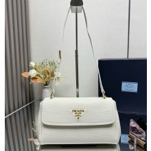 Prada Small leather shoulder bag 1BN022 white 2025