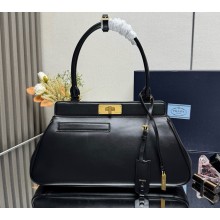 Prada Medium leather tote bag 1BG569 Black 2025