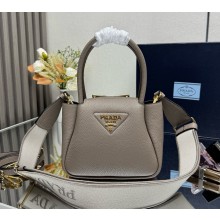 Prada Leather mini handbag 1BA362 Clay Gray 2025
