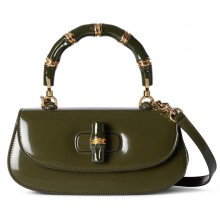 Gucci Bamboo Diva medium bag 827750 Forest green shiny, polished leather 2025