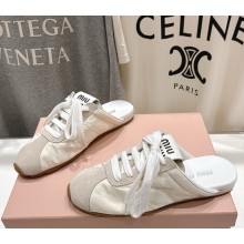 MIU MIU Plume suede and technical fabricmule white 2025