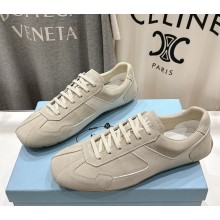 Prada women/men suede and leather sneakers light grey 2025