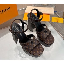 Louis Vuitton 1AHNJ8 Maya Heeled Platform Sandal Brown Monogram canvas heel 12cm Platform 3cm 2025