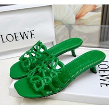 Loewe Petal Anagram slide in soft calfskin green heel 4.5cm 2025