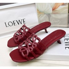 Loewe Petal Anagram slide in soft calfskin burgundy heel 4.5cm 2025