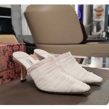 JIMMY CHOO  Lotta 85 ruched tulle mules white 2025