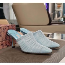 JIMMY CHOO  Lotta 85 ruched tulle mules Turquoise 2025