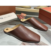 Loro Piana Alba Flat Mule Lambskin Powder Brown 2025