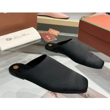 Loro Piana Alba Flat Mule silk black 2025