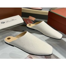 Loro Piana Alba Flat Mule canvas white 2025