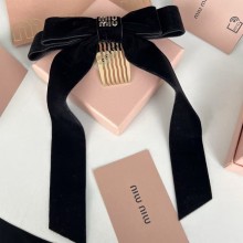 Miu Miu Black Velvet Hair Clip 051301 2025